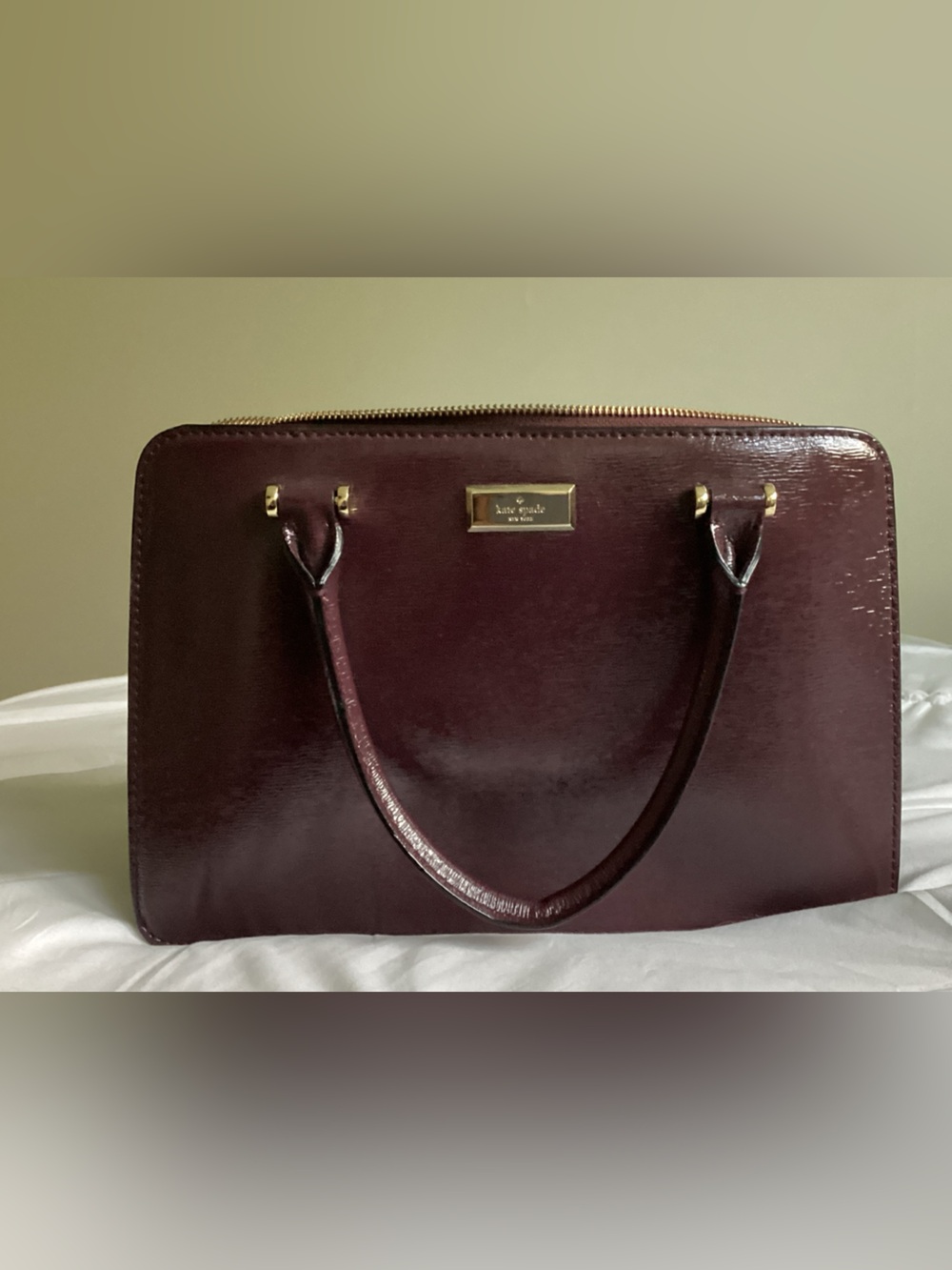 kate spade Patent Leather Plum Tote with Gold Hardware